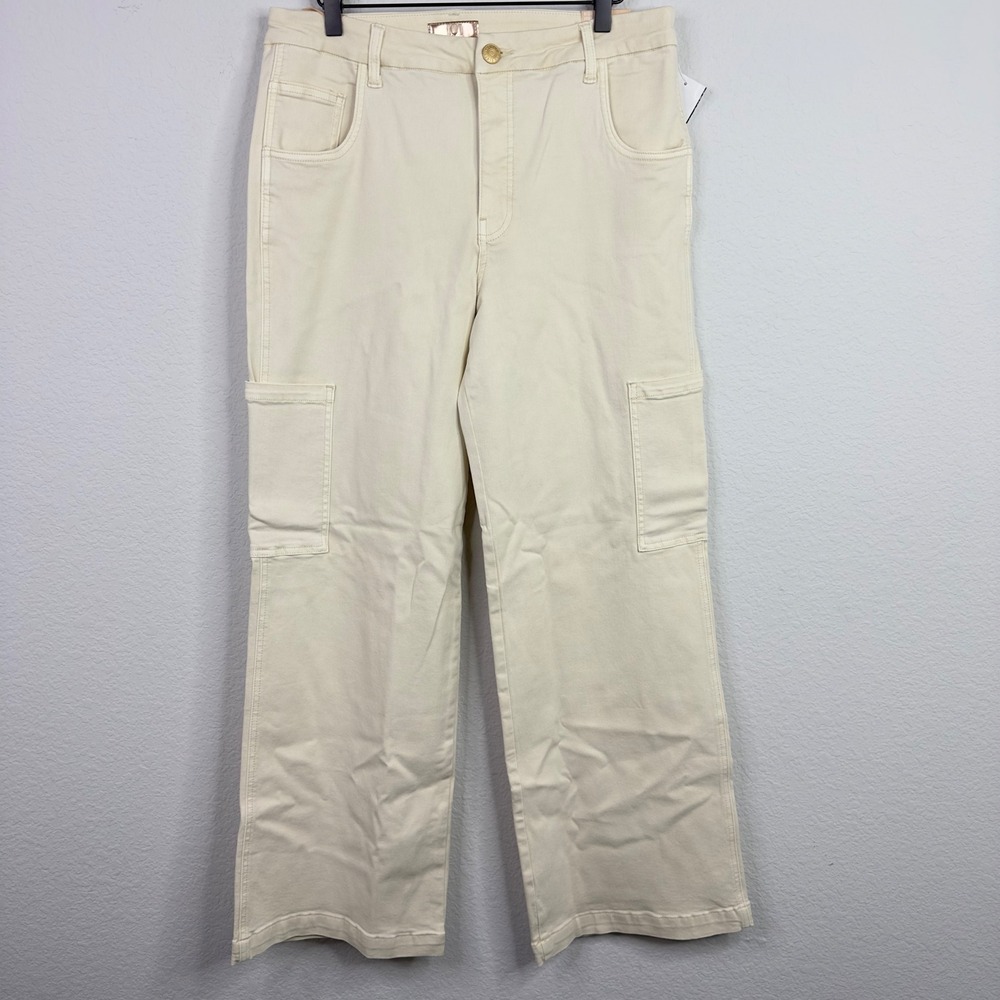 KUT from the Kloth Pants Womens‎ 12 Beige Jodi High Rise Wide Leg Cargo Y2K